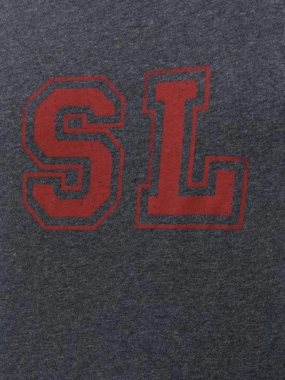 Shop Saint Laurent Varsity Logo Print T-shirt - Grey