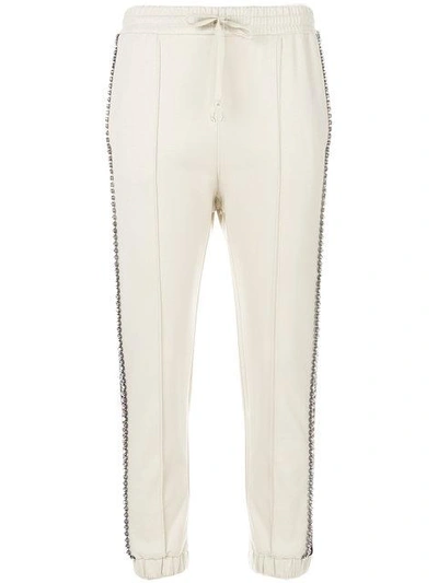 Shop Gucci Cream Crystal Stripe Track Pants In Neutrals