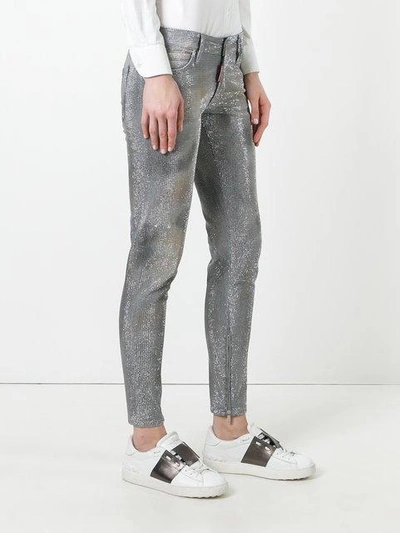 Shop Dsquared2 Skinny Studded Jeans In Grey
