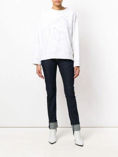 Shop Mm6 Maison Margiela Crewneck Sweatshirt - White