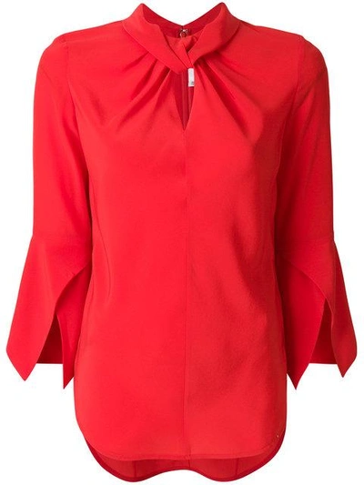 Shop Victoria Beckham Ruched Collar Blouse - Red