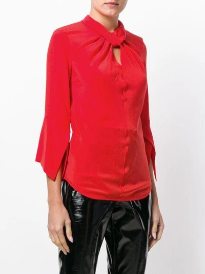 Shop Victoria Beckham Ruched Collar Blouse - Red