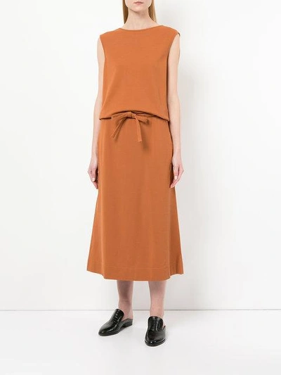 Shop Lemaire Bow Detail Dress In Brown