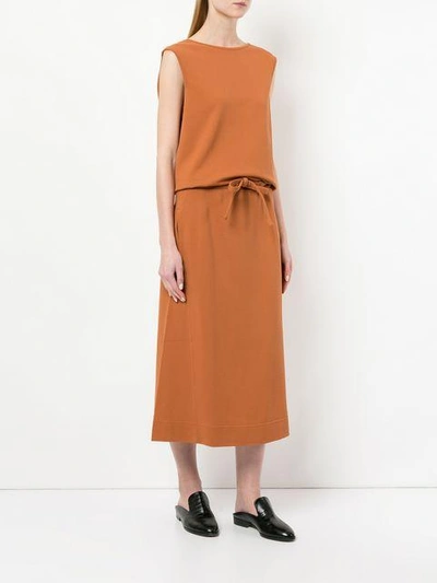 Shop Lemaire Bow Detail Dress In Brown