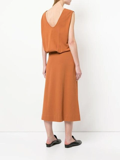 Shop Lemaire Bow Detail Dress In Brown