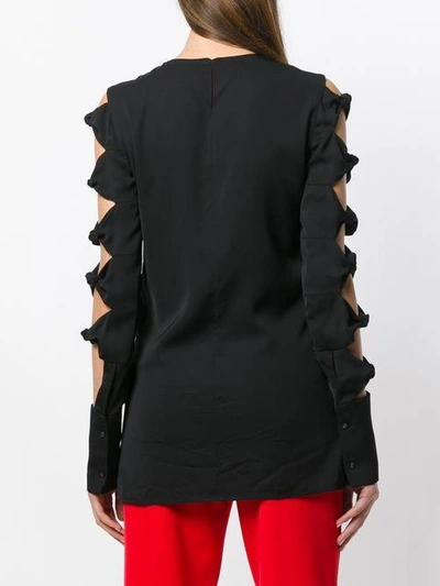 Shop Victoria Victoria Beckham Cut Out Sleeve Top In Black
