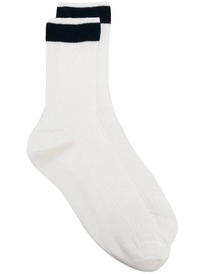 Shop Valentino Garavani Knitted Socks - White