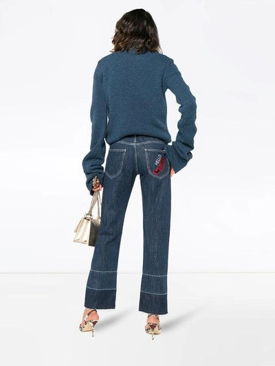 Shop Loewe Phone Embroidered Jeans In Blue