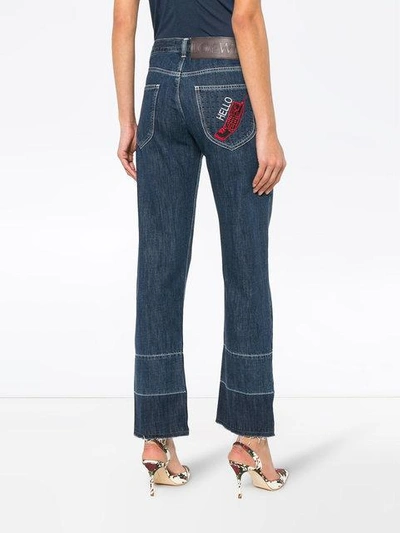 Shop Loewe Phone Embroidered Jeans In Blue