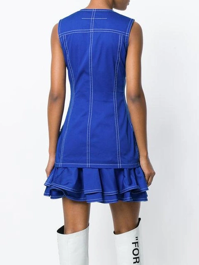 Shop Givenchy Frill-trim Fitted Dress In Blue
