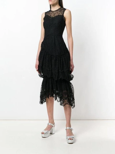 Shop Simone Rocha Sleeveless Ruffled Lace Midi Dress
