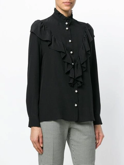 Shop Boutique Moschino Ruffled Front Shirt - Black