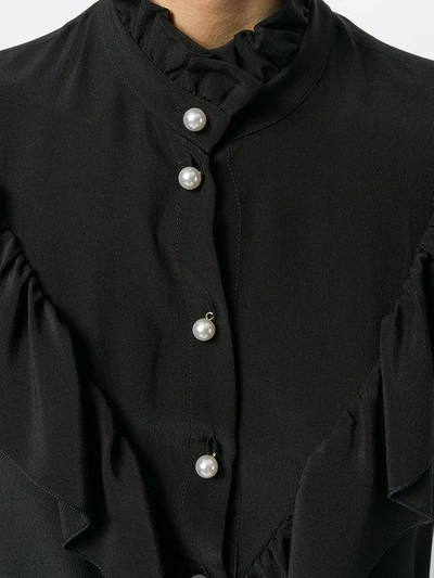 Shop Boutique Moschino Ruffled Front Shirt - Black