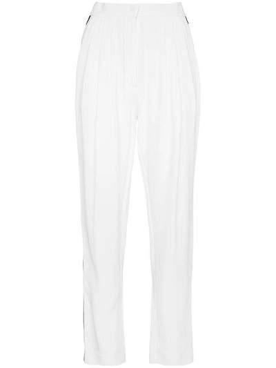 Shop Philosophy Di Lorenzo Serafini Tuxedo Trousers With Black Stripe Detail In White