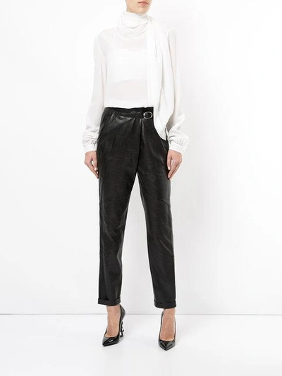 Shop Michel Klein Leather Trousers In Black