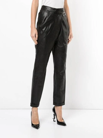 Shop Michel Klein Leather Trousers In Black