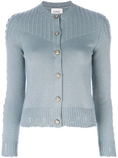 Shop Barrie Twisted Tales Cashmere Round Neck Cardigan In Blue