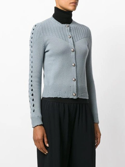 Shop Barrie Twisted Tales Cashmere Round Neck Cardigan In Blue