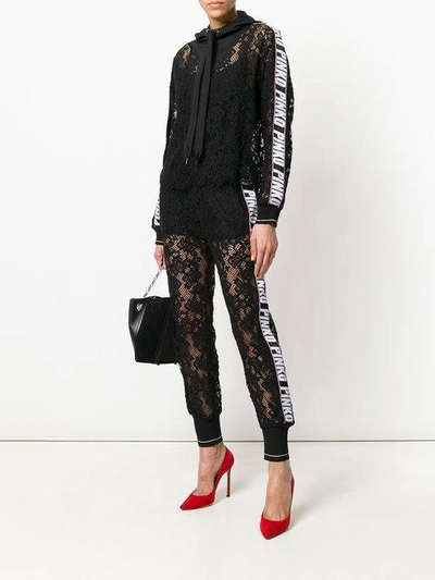 Shop Pinko Lace Insert Track Pants - Black