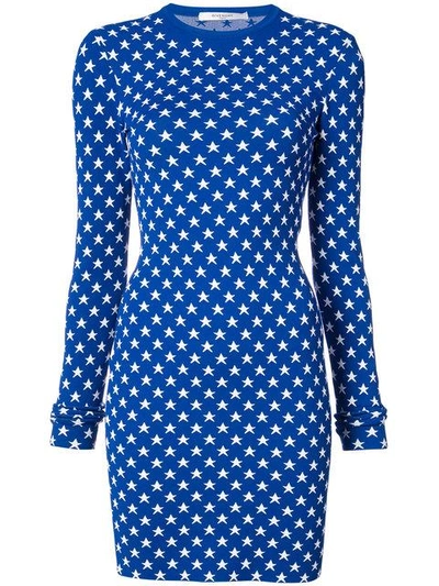 Givenchy Crewneck Long-sleeve Star Jacquard Fitted Mini Dress