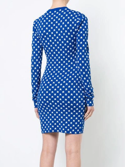 Givenchy Crewneck Long-sleeve Star Jacquard Fitted Mini Dress