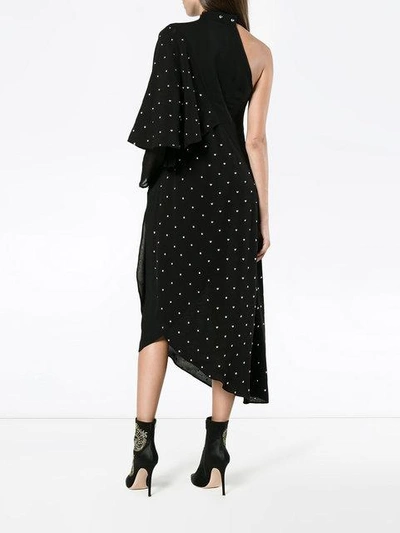 Shop Kitx One-sleeve Asymmetric Studded Dress - Black