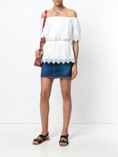 Shop Perseverance London Broderie Anglaise Blouse - White