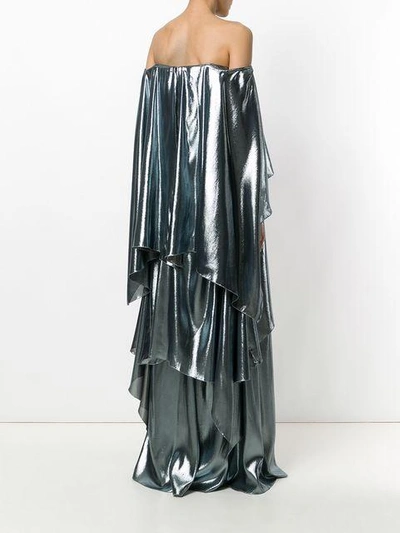 Alberta Ferretti Tiered Off-the-shoulder Gown In 324 Grey