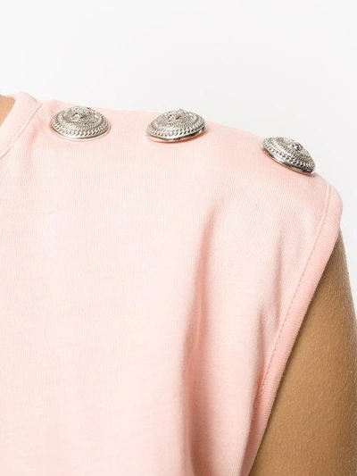 Shop Balmain Button-embellished Logo Tank - Pink
