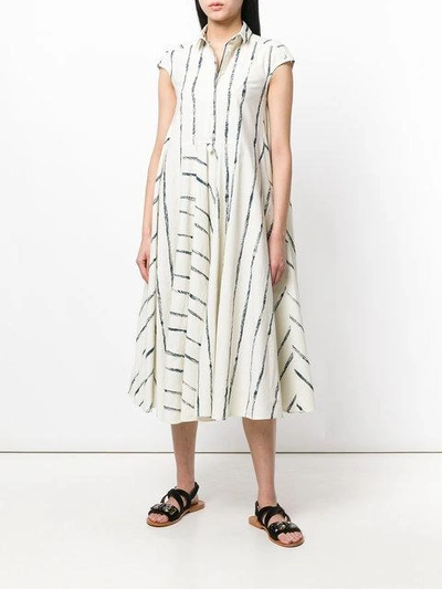 Shop Aspesi Striped Midi Dress In Neutrals