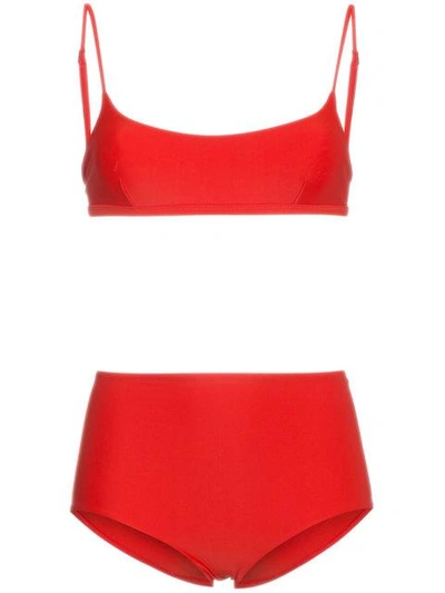Shop Matteau Square Crop Top Bikini In Red