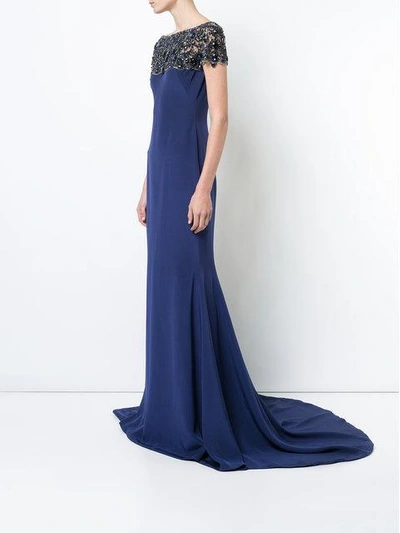 Shop Marchesa Flared Fitted Maxi Dress