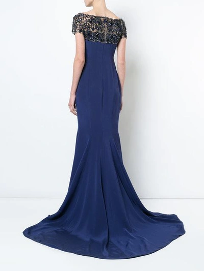 Shop Marchesa Flared Fitted Maxi Dress