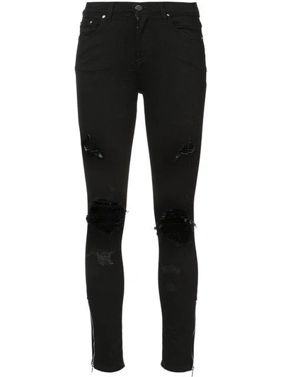 Shop Amiri Thrasher Distressed Skinny Jeans In Black