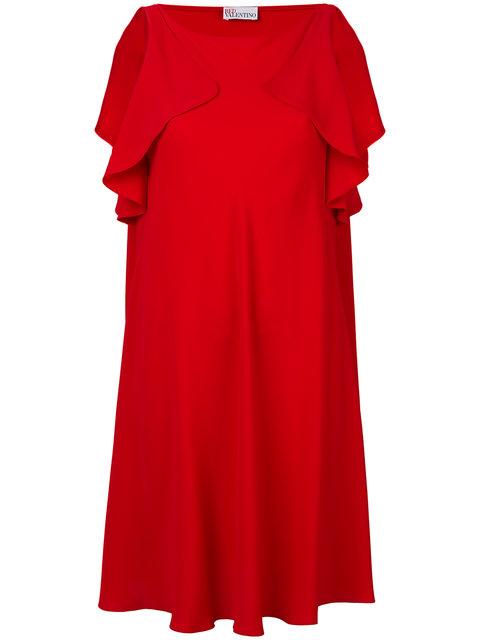 Red Valentino Ruffle Trim A-Line Dress In Red | ModeSens