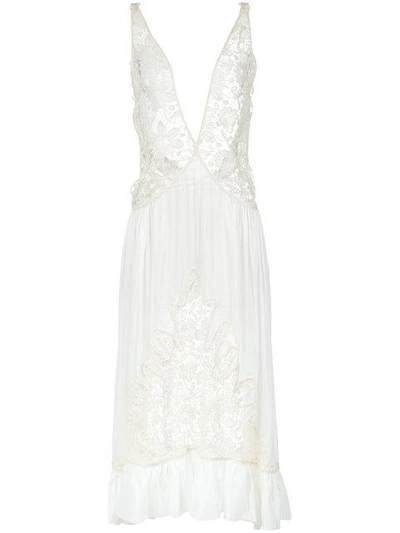 Shop Martha Medeiros Lace Midi Gown In White