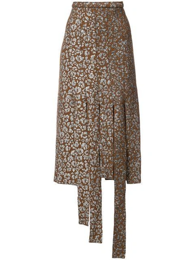 Shop Barbara Bologna Leopard Print Cut Strip Skirt In Brown