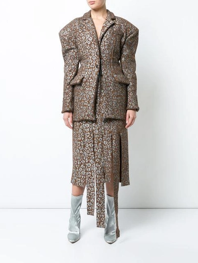 Shop Barbara Bologna Leopard Print Cut Strip Skirt In Brown