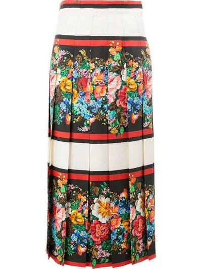 Shop Gucci Floral Print Pleated Skirt In 1868