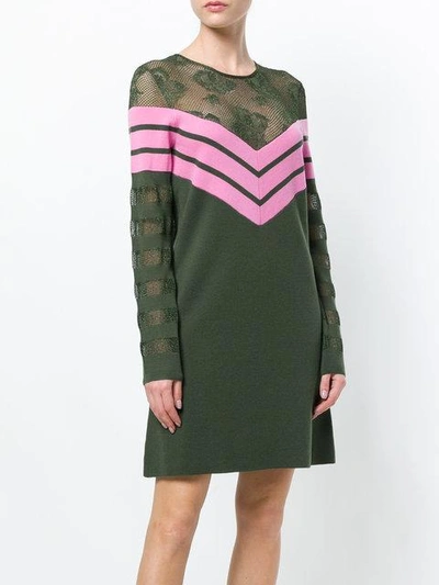 Shop Alexa Chung Chevron Detail Dress - Green