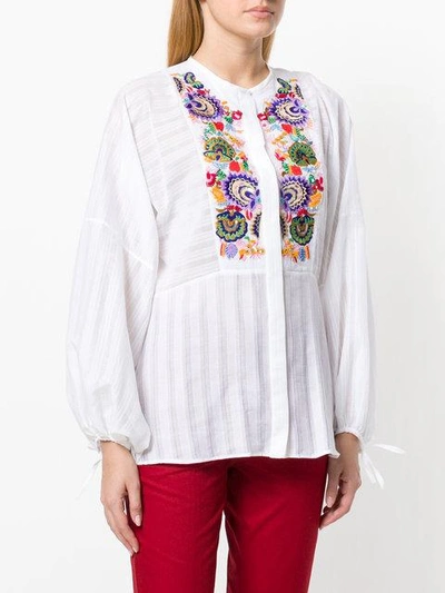 Shop Etro Peasant Printed Blouse In White