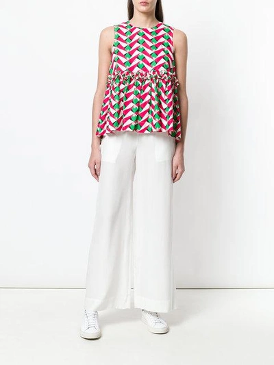 Shop P.a.r.o.s.h. Cropped Palazzo Trousers In White