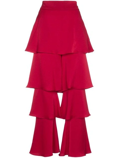 Shop Osman Satin Felix Trousers - Red