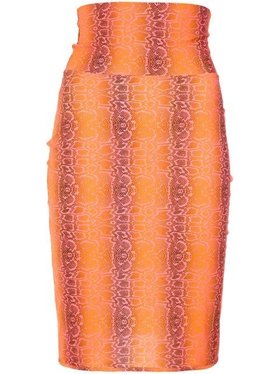 Shop Amir Slama Python Print Skirt In Yellow