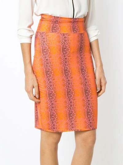 Shop Amir Slama Python Print Skirt In Yellow