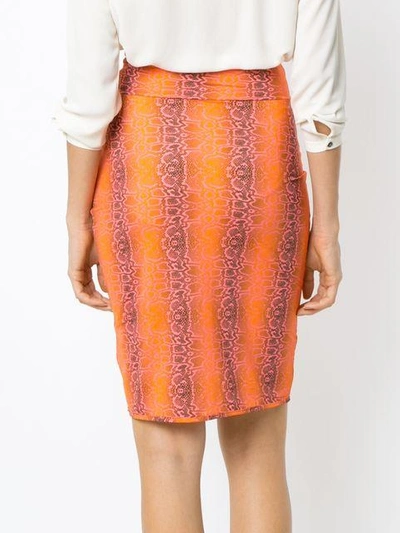 Shop Amir Slama Python Print Skirt In Yellow