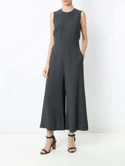 Shop Andrea Marques Cropped Jumpsuit In Grafite