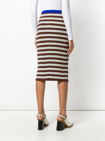 Shop Marni Striped Ribbed Mid Skirt