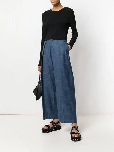 Shop Diesel Black Gold Checked Wide Leg Trousers
