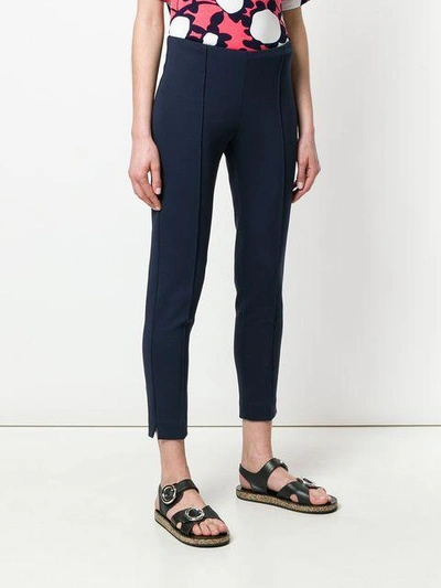 Shop Le Tricot Perugia Cropped Slim-fit Trousers In Blue